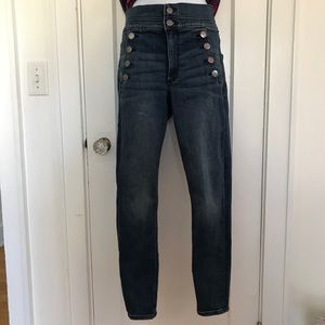 Express High Waisted Jeans w Button Detail